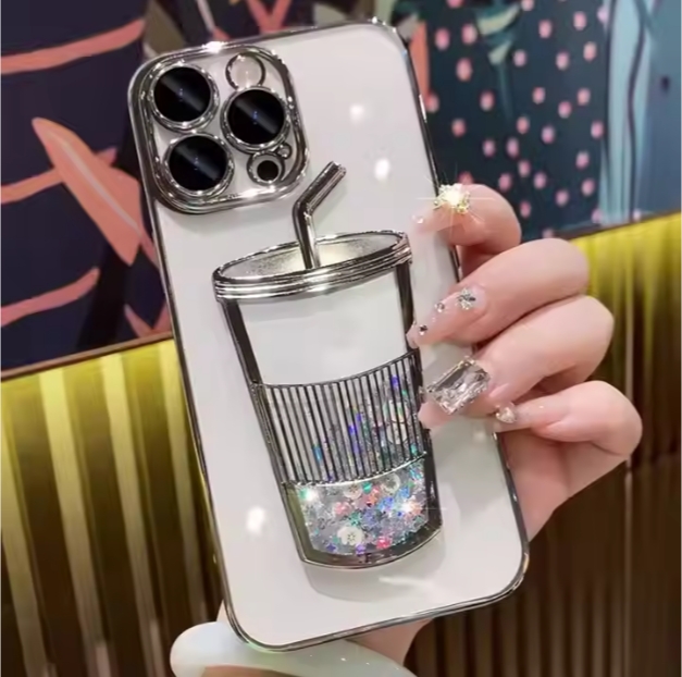 Hot Selling Glass Quicksand Glitter TPU Transparent Soft Phone Case