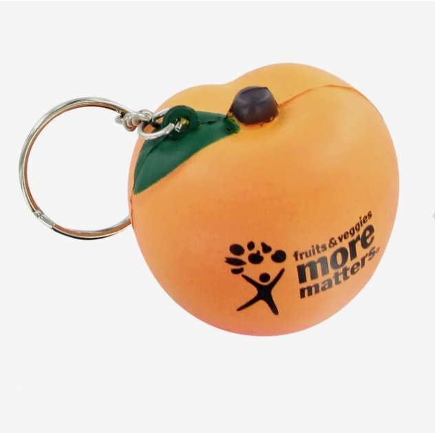 Peach Stress Ball Keychain