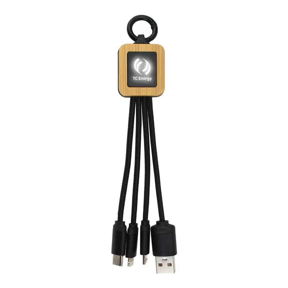 Eco-friendly bamboo type-c to usb 2 to 3 data cable keychain