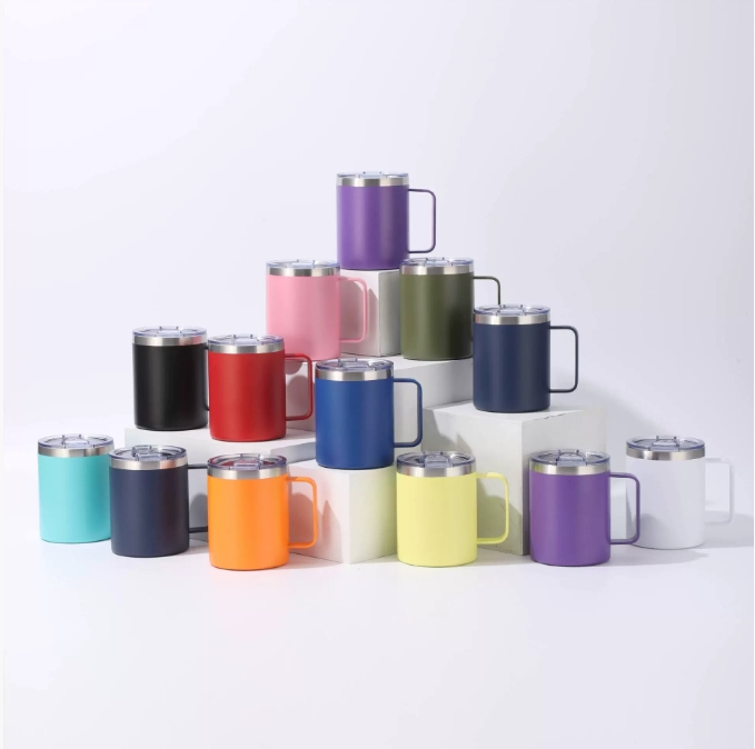 Customized 12oz handle coffee cup direct supply stainless steel double-layer thermos cup new mug beer cup